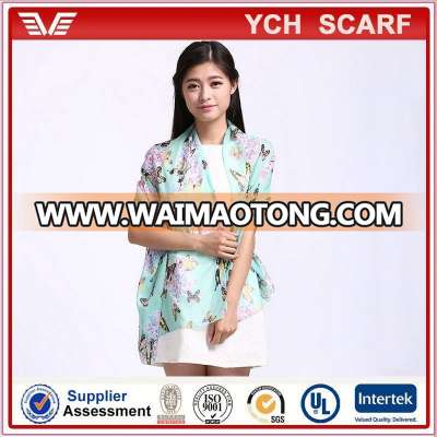 Customized Digital Printing Bubble Chiffon Silk Scarf For Women