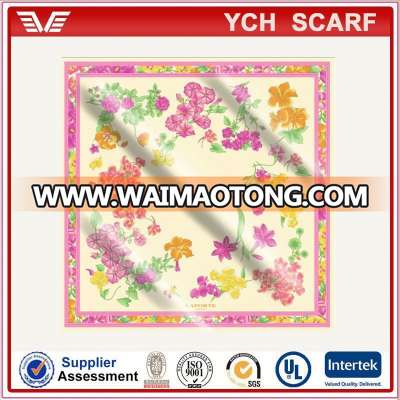 factory directly wholesale price printed famous brand scarf in satin fabric