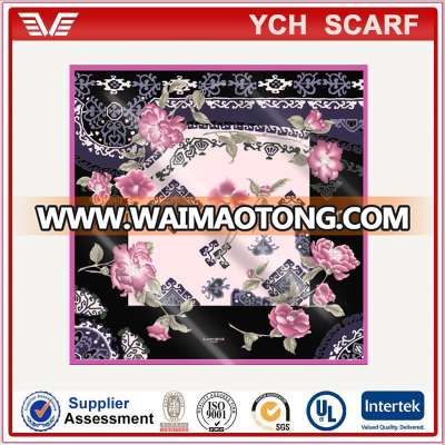 Customized logo print silk scarf