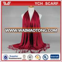 Custom design printed wool scarf with fringe